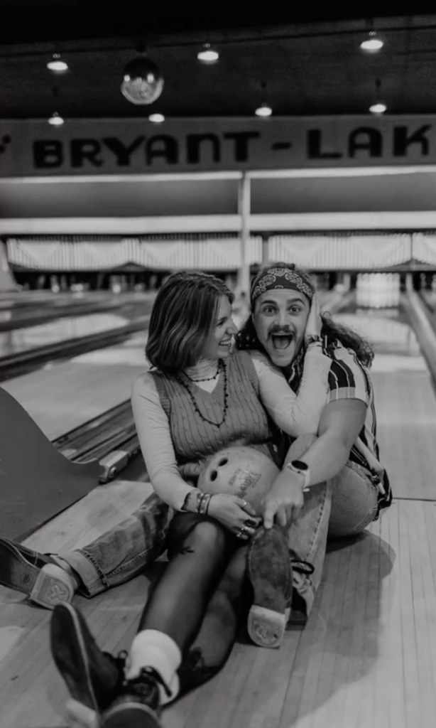 Bowling alley engagement session